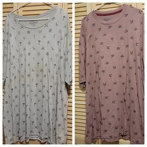 Mens Doodle Graphic Tee Bundle - 3XL, Gray, Mauve/Pink